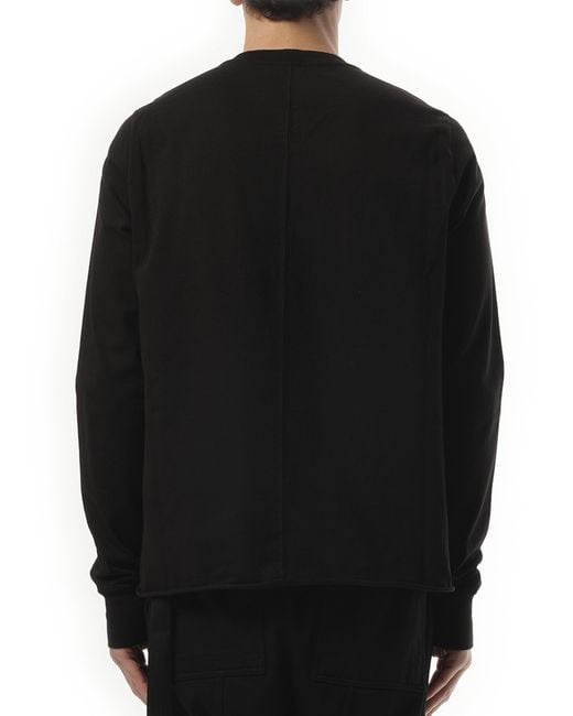 Rick Owens Black Crewneck Sweatshirt, Long Sleeves, 100% Cotton, Size: Small for men