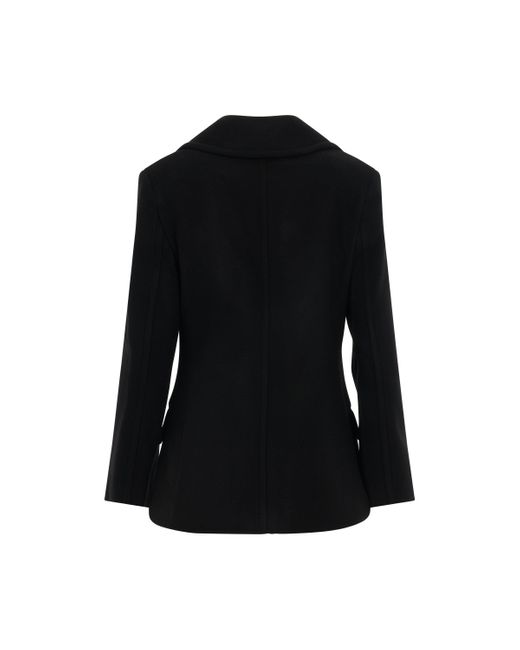 Givenchy Black U-Lock Buckle Quilted Wool Peacoat, Long Sleeves, , 100% Wool