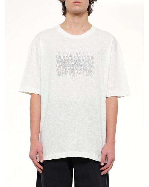 Maison Margiela White Slubby Logo T-Shirt for men