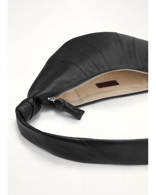 Lemaire Black Croissant Medium Grained Leather Bag