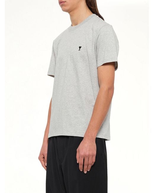 AMI Gray Contrasted Ami De Coeur T-Shirt for men