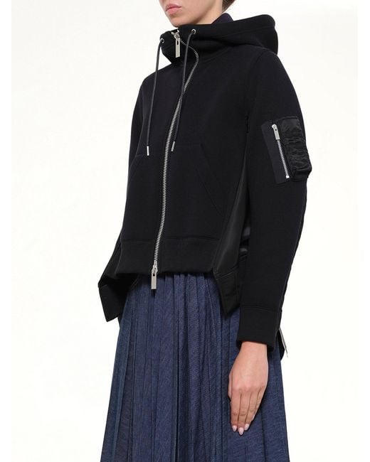 Sacai Blue Sponge Sweat X Nylon Twill Hoodie