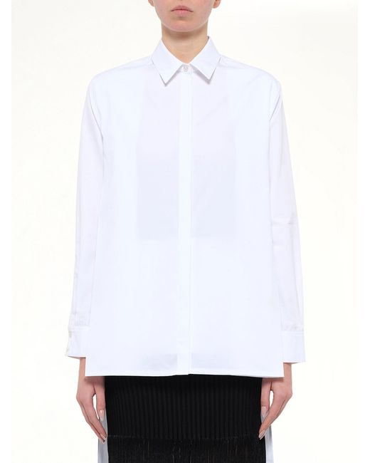 Alaïa White Cotton Poplin Asymmetric Shirt