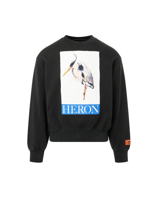 Heron Preston Black Heron Bird Painted Crewneck, Long Sleeves, /, 100% Cotton, Size: Medium for men