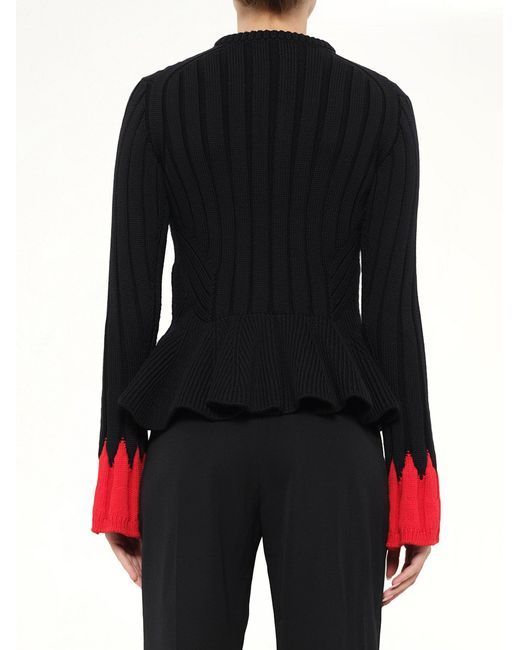McQueen Black Peplum Cardigan