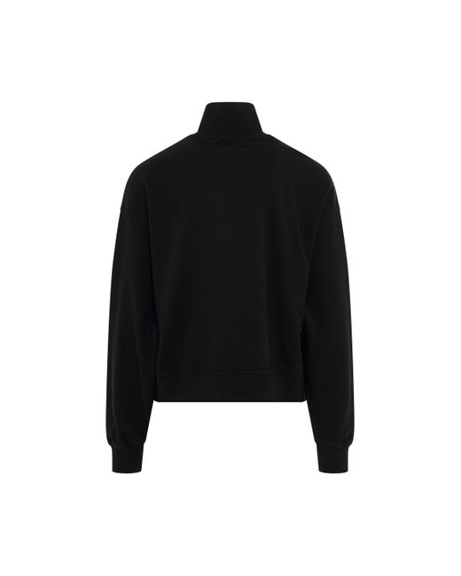 Palm Angels Black Embroidered Logo Half-Zip Sweatshirt, Long Sleeves, , 100% Cotton for men