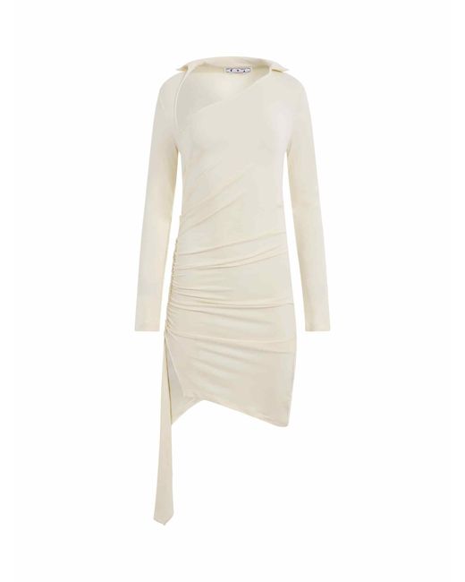 Off-White c/o Virgil Abloh White Viscose Crepe Draped Mini Dress
