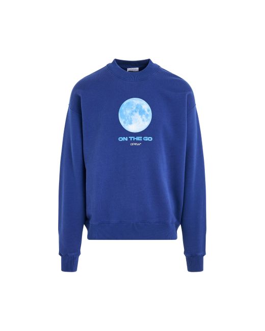 Off-White c/o Virgil Abloh Blue Off- Onthego Moon Skate Fit Sweatshirt, Long Sleeves, Dark, 100% Organic Cotton, Size: Large for men