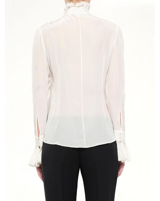 McQueen White Long Sleeve Ruffle Shirt