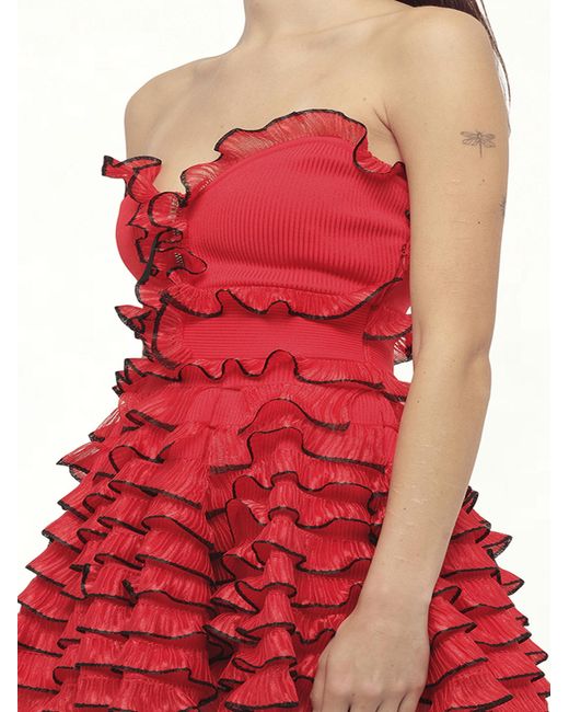 McQueen Red Off Shld Str Mini Dress, Size: Small