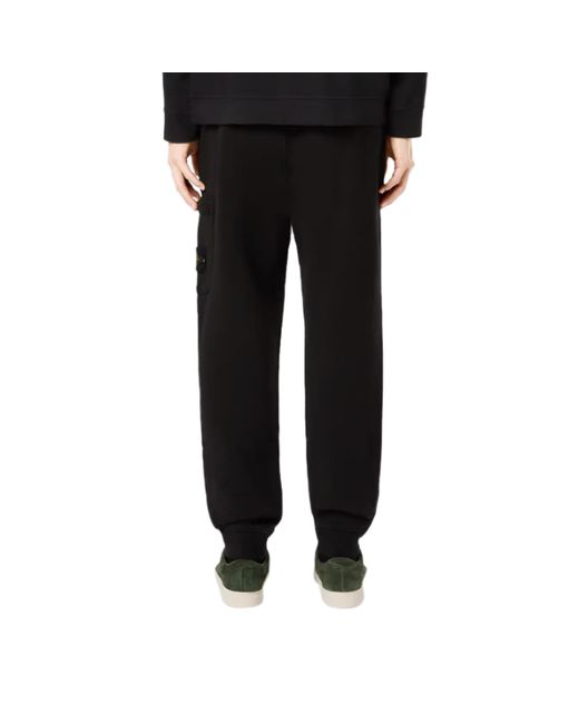 Stone Island Cotton Fleece Patch Track Pants 100 Cotton Size Large in Black for Men Lyst UK