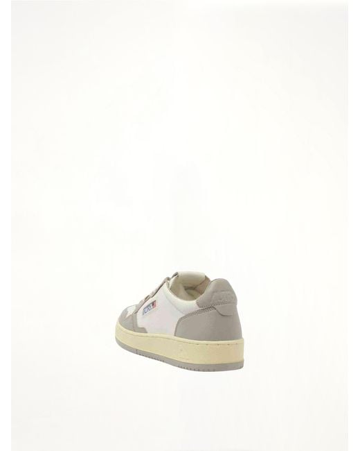 Autry White Medalist Low Bicolour Sneakers, 100% Leather for men