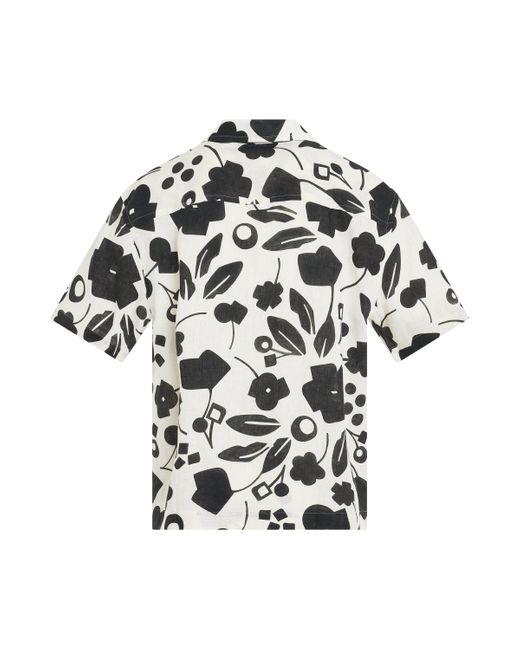 Jacquemus Black Jean Cubic Flower Print Short Sleeve Shirt, Long Sleeves, /, 100% Linen for men