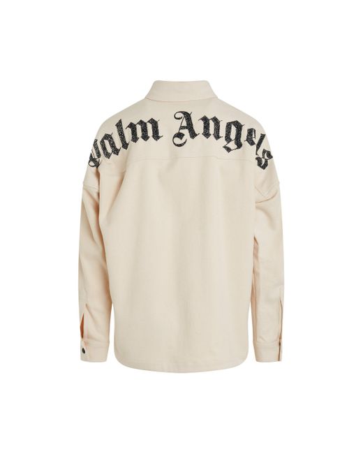 Palm Angels Gray Back Logo Check Over Shirt, Long Sleeves, Off, 100% Cotton for men