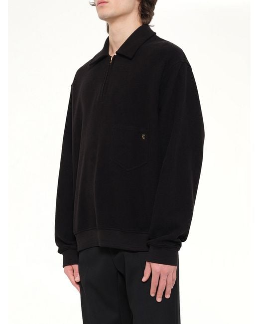 Wooyoungmi Black Cotton Quarter Zip Sweatshirt for men