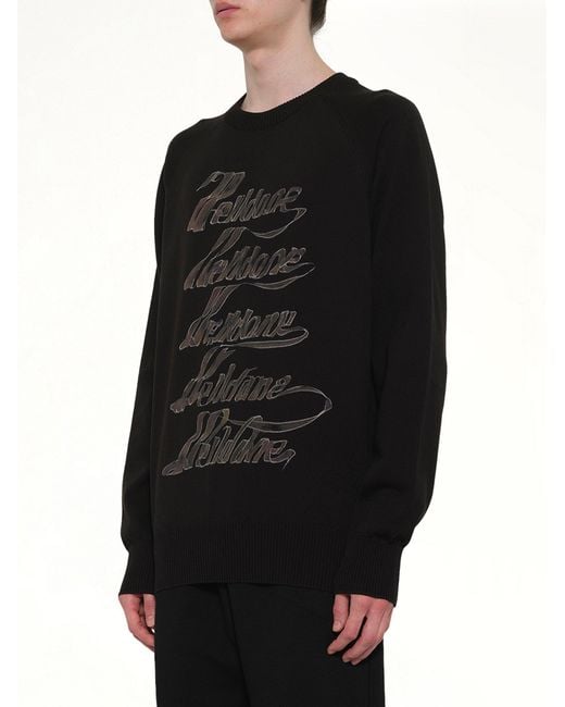 we11done Black Multi Logo Print Sweater for men