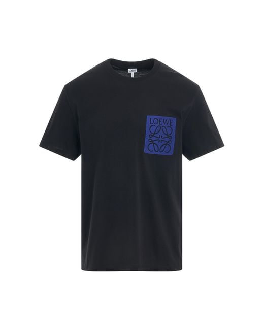 Loewe Black 'Anagram Logo Embroidered Relax Fit T-Shirt, Short Sleeves, , 100% Cotton, Size: Small for men