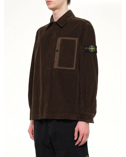 Stone Island Black 1200016 Corduroy Shirt for men