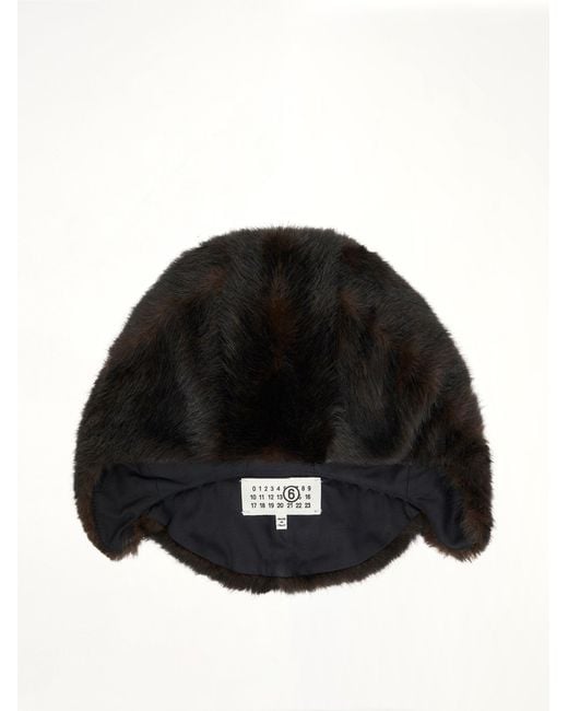 MM6 by Maison Margiela Black Faux Fur Hat