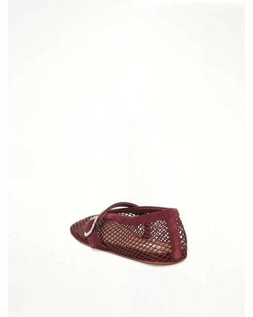 Alaïa Red Ballet Fishnet Flats
