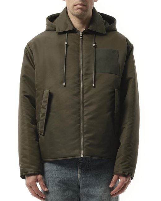 Loewe Green Padded Hood Jacket, 100% Polyamide for men