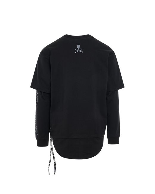 Mastermind Japan Black Layered Long Sleeve T-Shirt, Round Neck, , 100% Cotton for men
