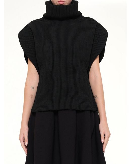 CFCL Black Low Gauge Crease Highneck Top