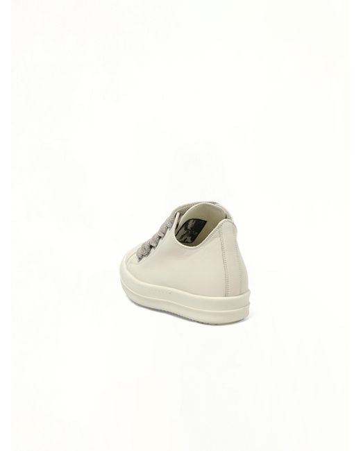 Rick Owens White Jumbolace Low Sneaks Sneakers, 100% Cow Leather