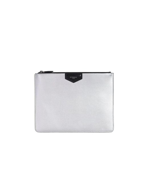 Givenchy White Classic Large Zipped Pouch for men