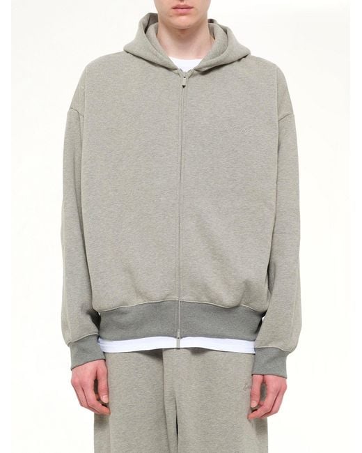 Fear Of God Gray Signature Classic Full Zip Hoodie for men