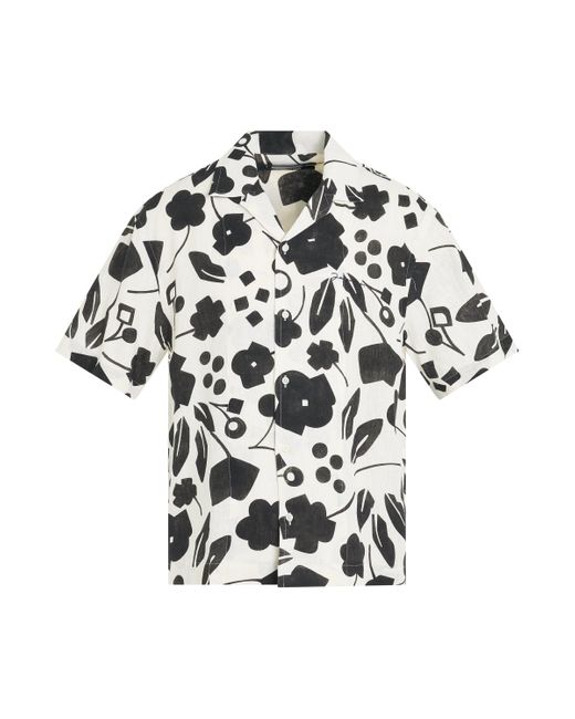 Jacquemus Black Jean Cubic Flower Print Short Sleeve Shirt, Long Sleeves, /, 100% Linen for men