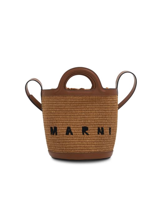 Marni Brown Tropicalia Mini Bag, , 100% Cotton