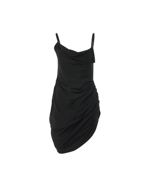 Jacquemus Saudade Asymmetric Draped Mini Dress In Black | Lyst