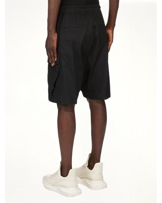 Rick Owens Black Cargobela Shorts, 100% Cotton for men