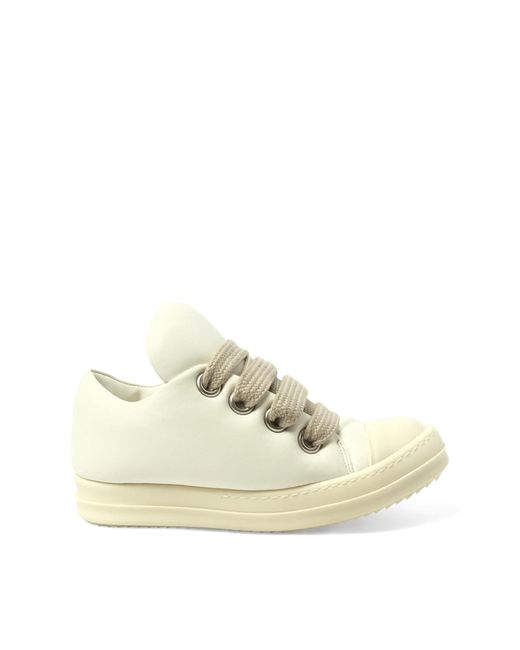 Rick Owens White Padded Jumbolace Low Sneaks Sneakers, 100% Calf Leather