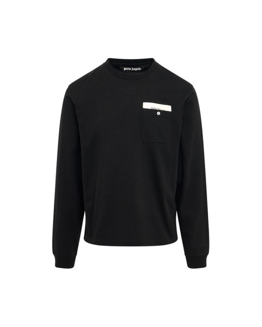 Palm Angels Black 'Satorial Long-Sleeve T-Shirt, Round Neck, Long Sleeves, , 100% Cotton, Size: Small for men