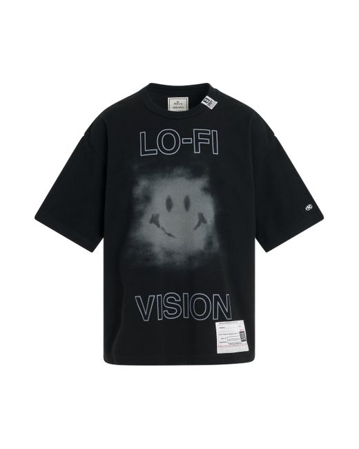 Maison Mihara Yasuhiro Black Smiley Face Printed T-Shirt, Round Neck, Short Sleeves, , 100% Cotton for men