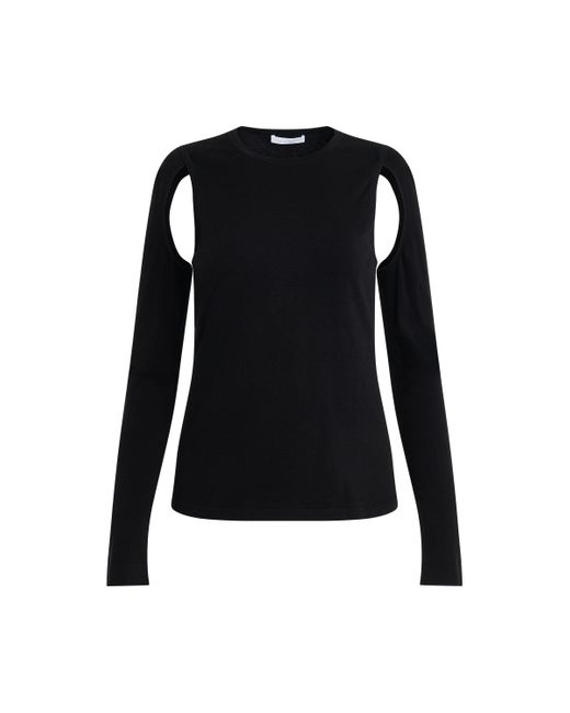 Helmut Lang Black 'Cut Out Sweater, Round Neck, Long Sleeves, , 100% Cotton, Size: Small