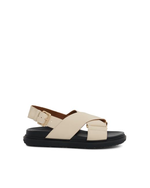 Marni Multicolor Fussbett Criscross Sandals, Silk, 100% Calf Leather