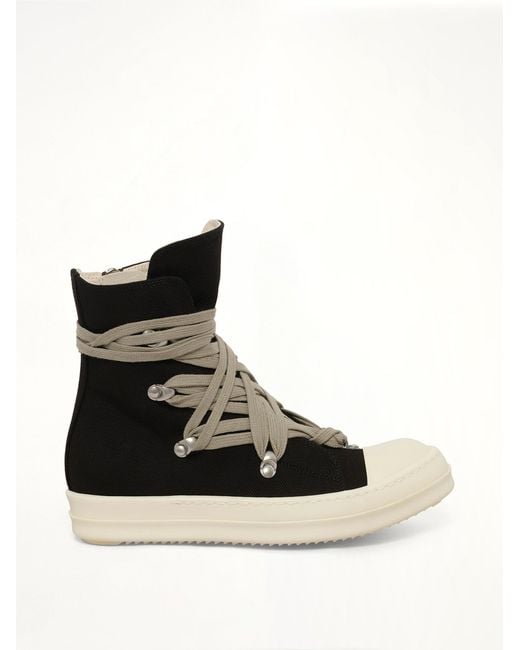 Rick Owens Black 13Oz Overdyed Denim Megalace Sneaks