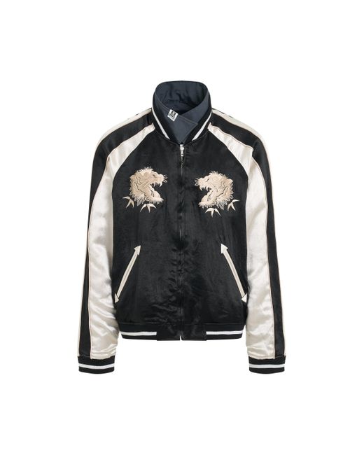 Maison Mihara Yasuhiro Black Reversible Souvenir Bomber Jacket, Long Sleeves, , 100% Cotton for men
