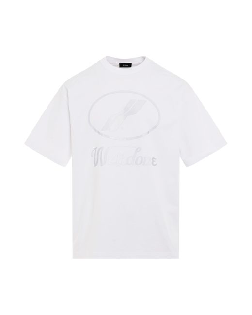 we11done White Classic Logo T-Shirt, Round Neck, Short Sleeves, , 100% Cotton, Size: Medium for men