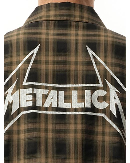 Represent Black Metallica Check Shirt, Long Sleeves, 100% Cotton, Size: Small for men