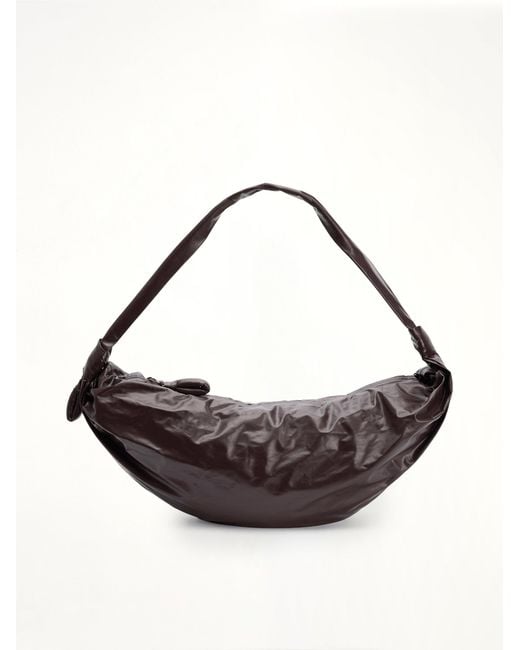 Lemaire Brown Soft Croissant Large Paper Leather Bag