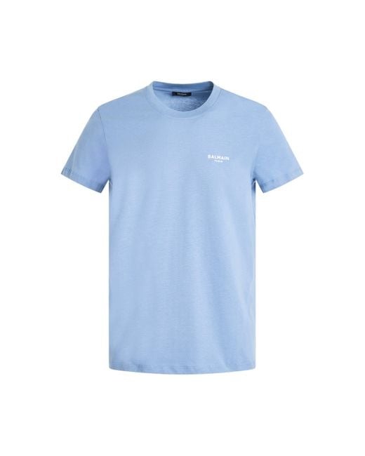 Balmain Blue Classic Fit Flock T-Shirt, Short Sleeves, /, 100% Cotton, Size: Large for men