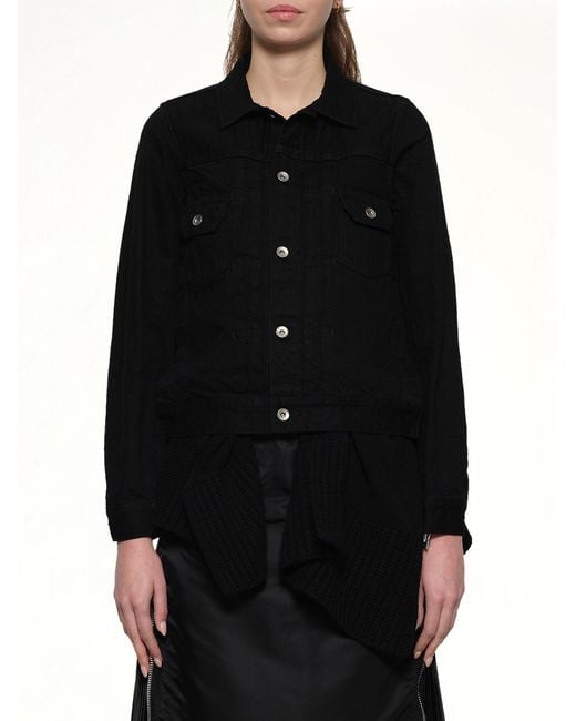 Sacai Black Denim X Wool Knit Jacket