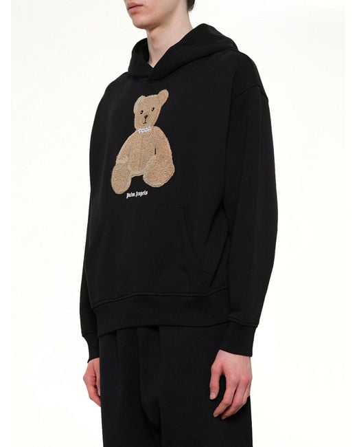 Palm Angels Black Bear Regular Hoodie for men