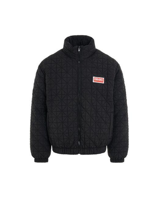 KENZO Black Sashiko Stitch Down Jacket, Long Sleeves, , 100% Nylon, Size: Medium for men