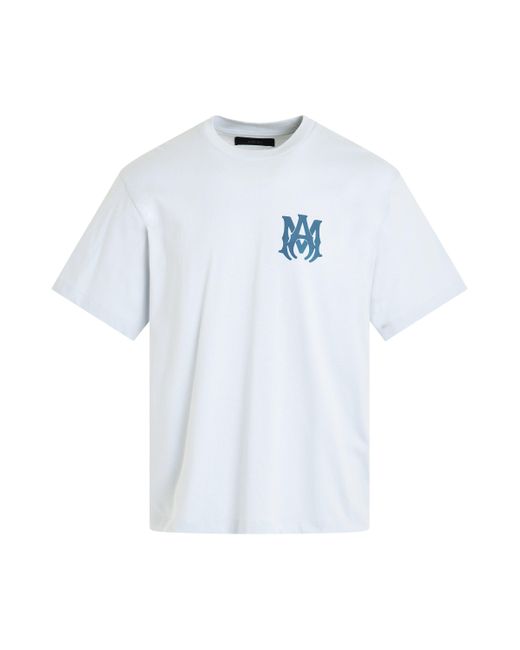 Amiri Blue 'Ma Logo T-Shirt, Short Sleeves, Dawn, 100% Cotton, Size: Small for men