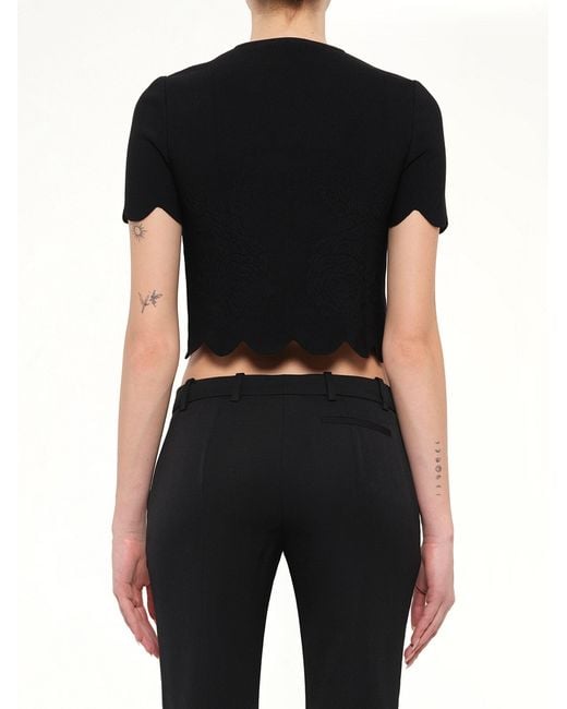McQueen Black Embellished Rose Top